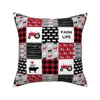 (3" small scale) farm life wholecloth - red and black woodgrain