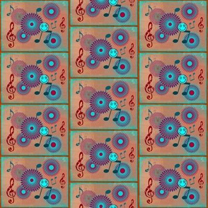 MDZ1 - Musical Daze Tiles in Aqua, Red and Brown