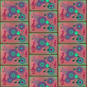 MDZ2 - Small - Musical Daze Tiles in Green, Purple and Burgundy 