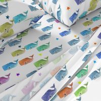 Rainbow Whale Pod with Rainbow Stars