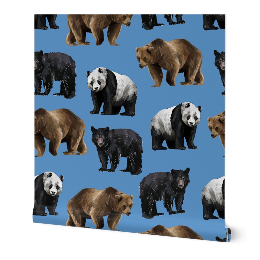 Bears Everywhere - Larger Scale on Blue