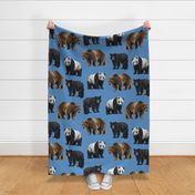 Bears Everywhere - Larger Scale on Blue