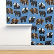 Bears Everywhere - Larger Scale on Blue