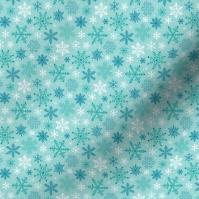 Snowflakes Christmas Blue Mint Tiny Small