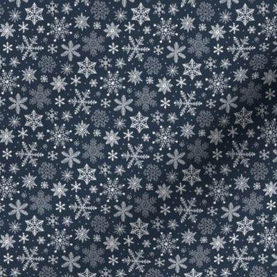 Snowflakes Christmas Holiday on Navy Blue Tiny Small