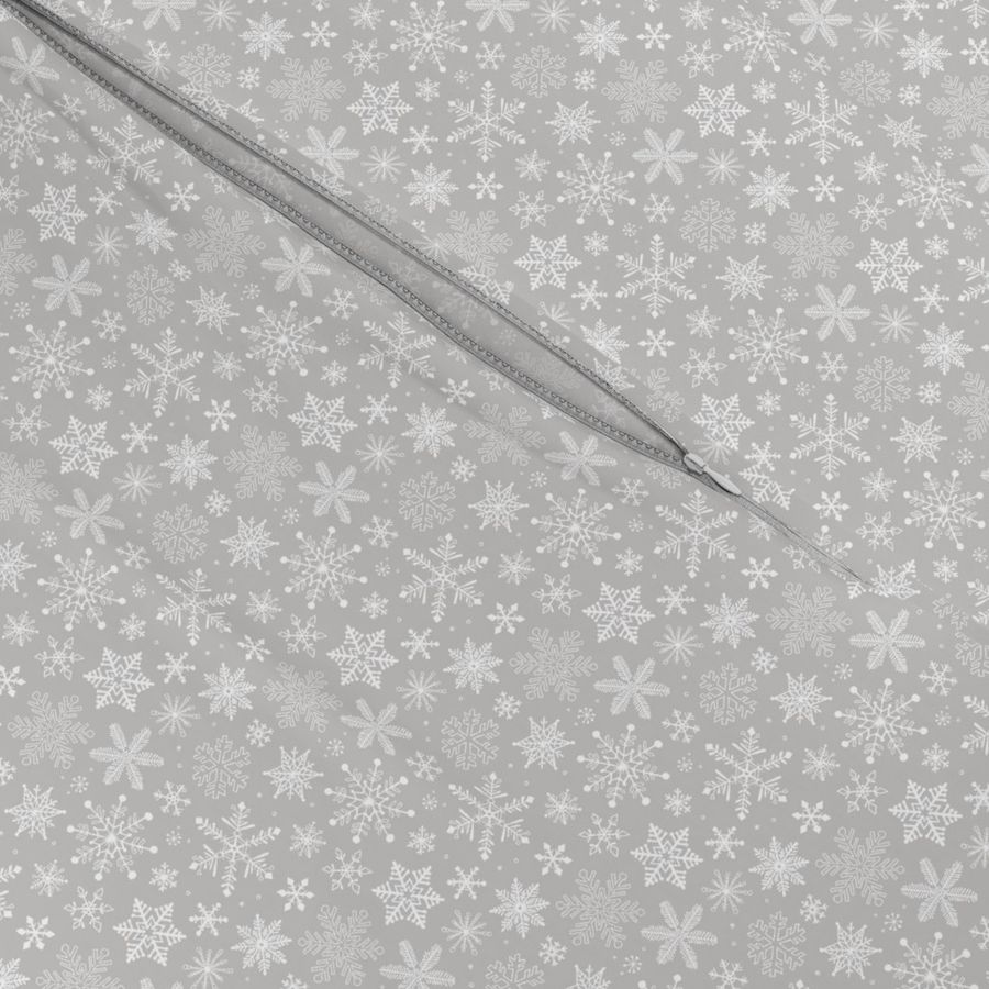 Snowflakes Christmas Holiday on Light Grey Tiny Small