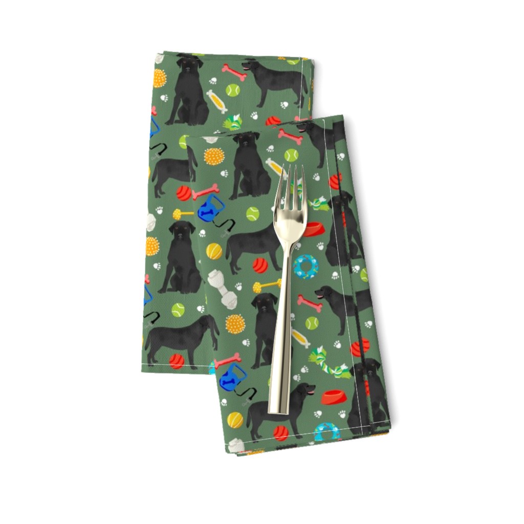 black lab dog fabric cute labrador and toys design - green