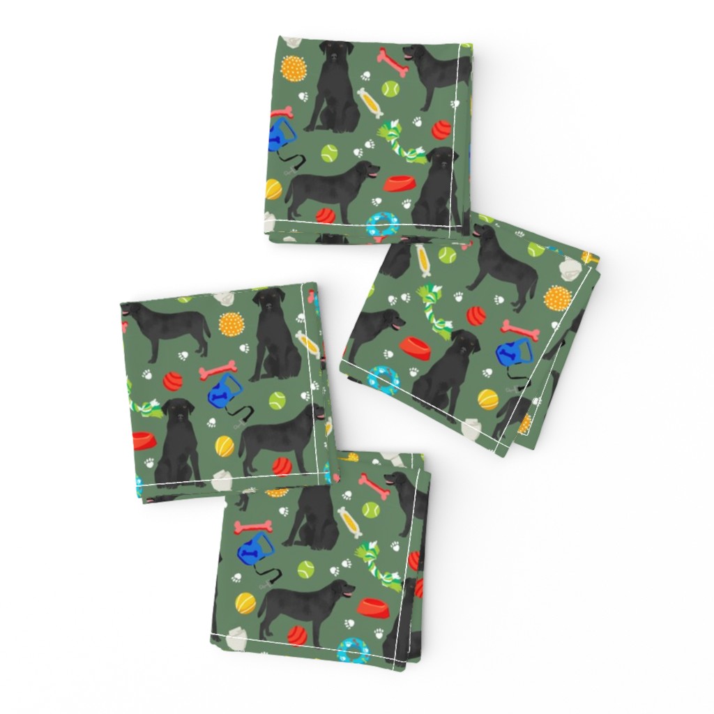 black lab dog fabric cute labrador and toys design - green