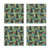 black lab dog fabric cute labrador and toys design - green