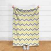 Yellow Gray Grey Chevron Large