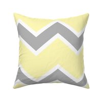 Yellow Gray Grey Chevron Large