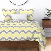 Yellow Gray Grey Chevron Large