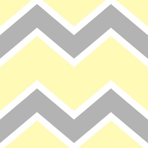 Yellow Gray Grey Chevron Large