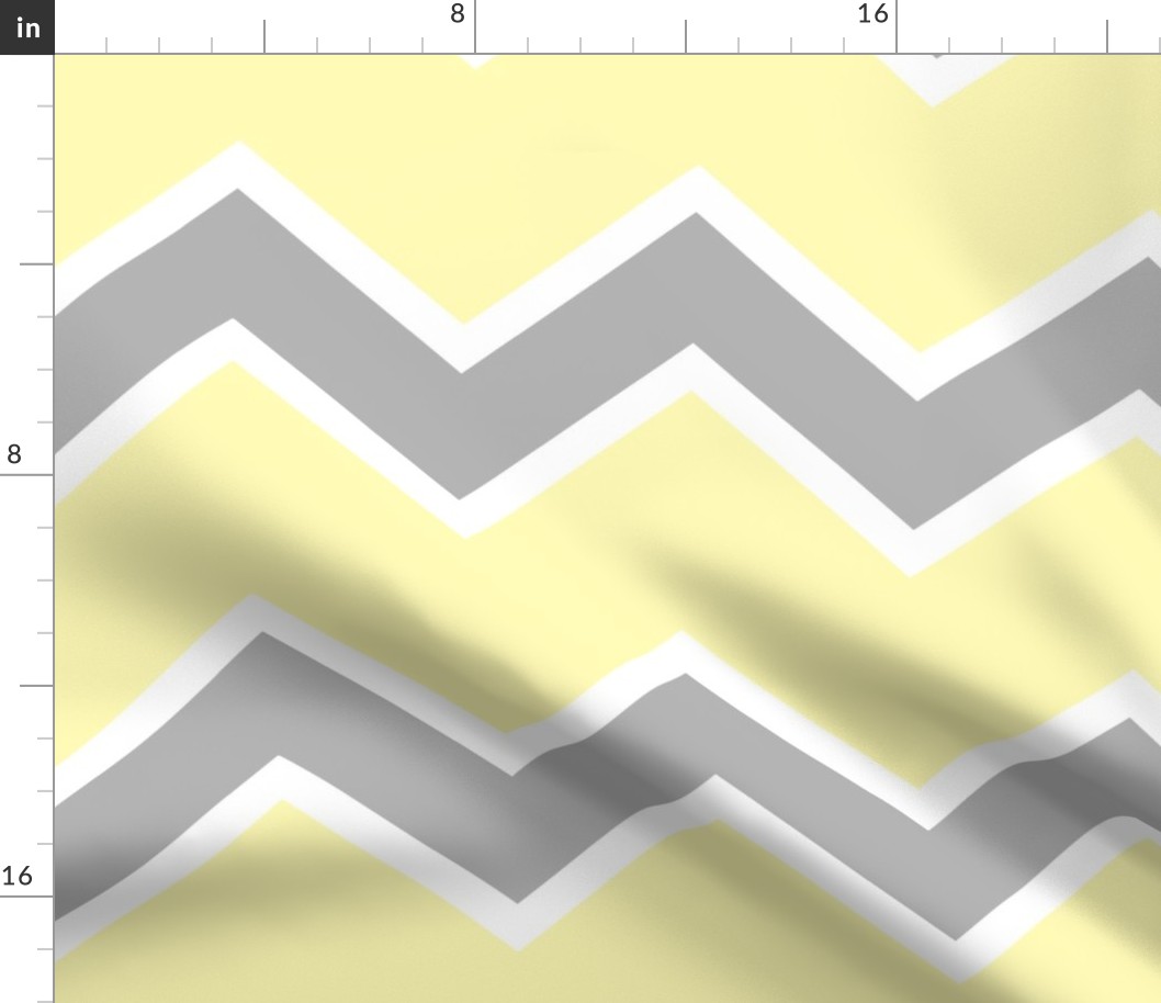 Yellow Gray Grey Chevron Large