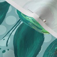 Painted Peonies Splatter - Teal & Lime