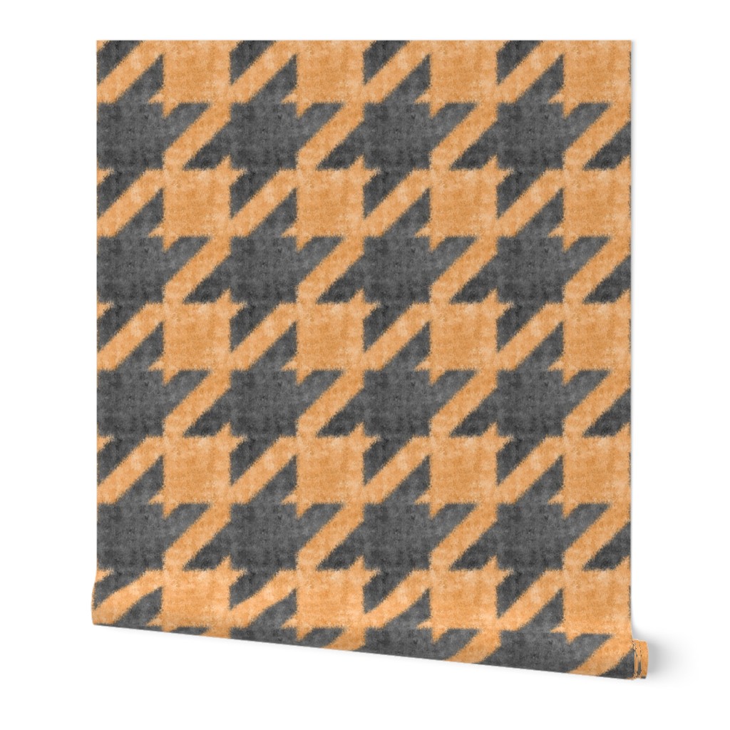 Orange and Charcoal Halloween Textured Houndstooth