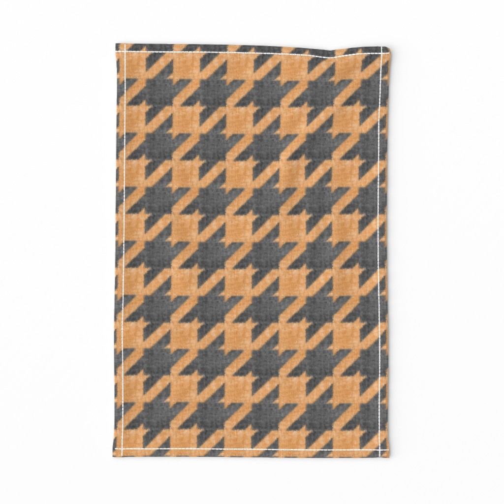 Orange and Charcoal Halloween Textured Houndstooth