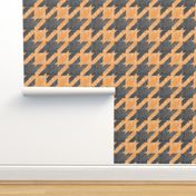 Orange and Charcoal Halloween Textured Houndstooth