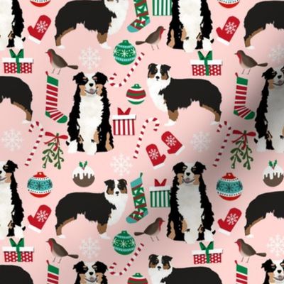 Australian Shepherd fabric christmas tri colored coat dog breeds pink