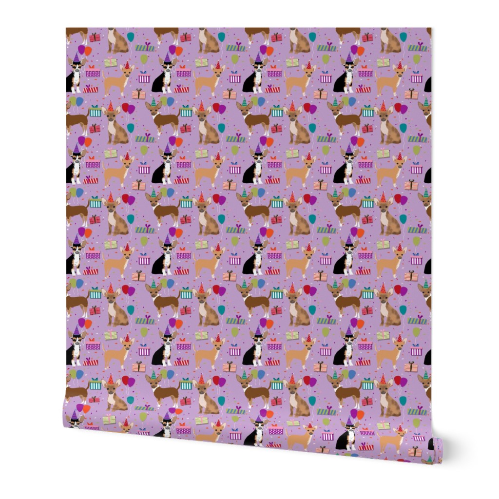 Chihuahua dog breed fabric birthday party presents purple