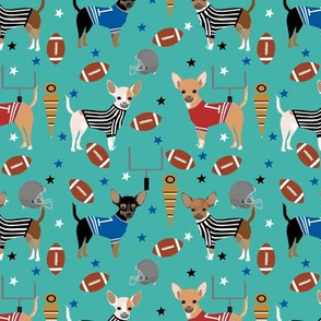 Chihuahua football sports fabric dog breeds pet lover turquoise