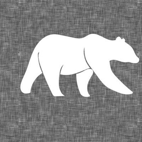 P- 9" bear quilt block on grey linen