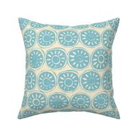 flower block blue ivory