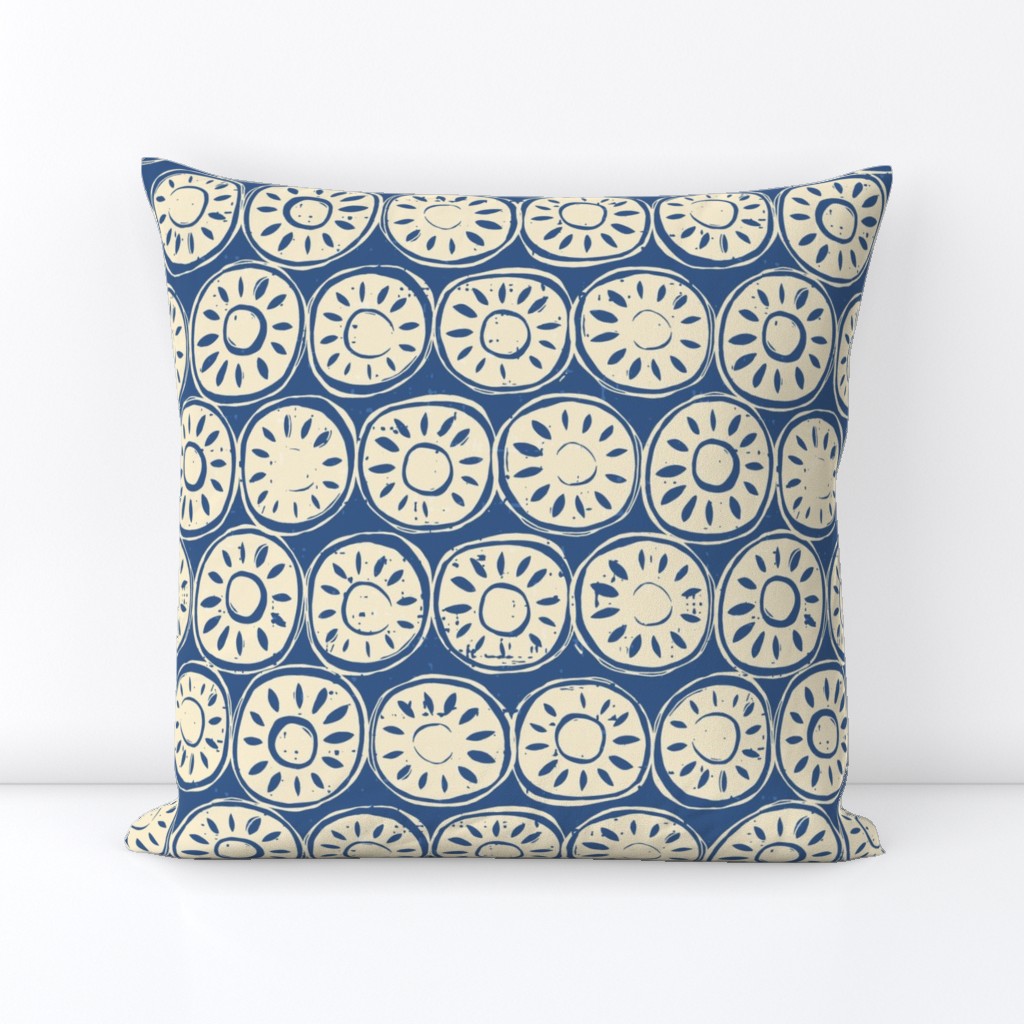 flower block ivory blue