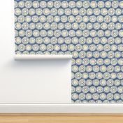 flower block ivory blue