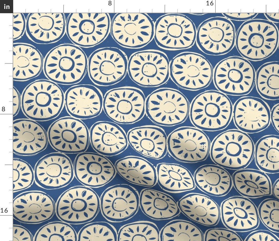 flower block ivory blue