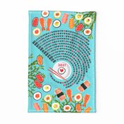 2021 Calendar Celebration of Sushi blue linen