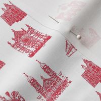 Synagogue Toile de Jouy, Red on White