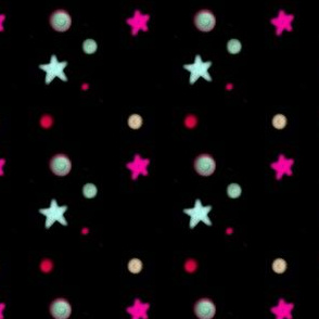 Simple Colorful Stars and Planets on Black