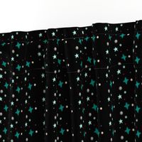 Simple Teal Stars and Planets on Black