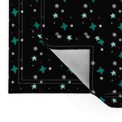 Simple Teal Stars and Planets on Black