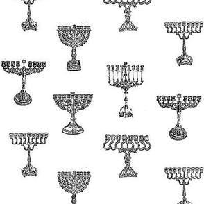 Menorah Toile de Jouy, Black on White