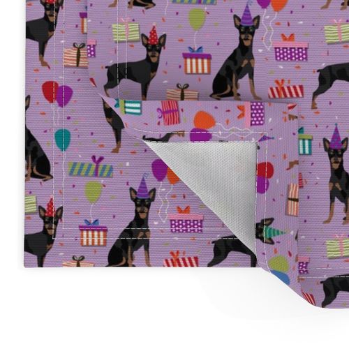 Miniature Doberman Pinscher birthday party presents dog breed fabric purple