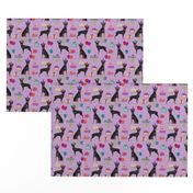 Miniature Doberman Pinscher birthday party presents dog breed fabric purple