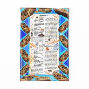 mom's mandelbrot cookies tea towel, blue and orange