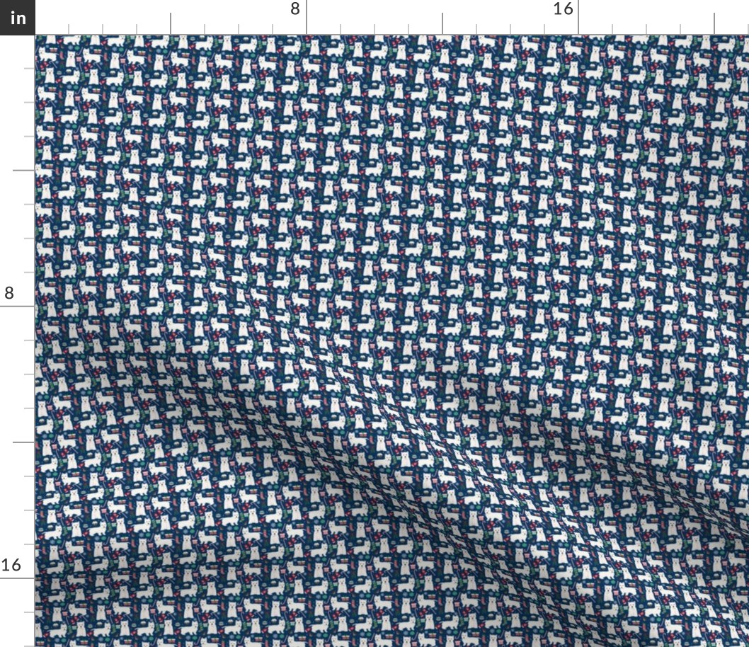 westie chrsitmas fabric cute west highland terrier fabrics cute christmas dogs cute fabrics - Extra Tiny Print