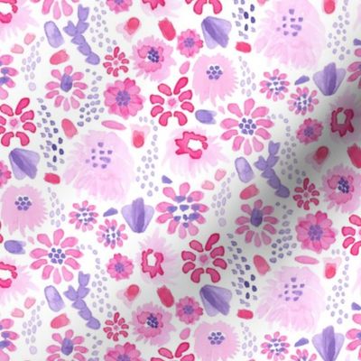 Purple Pink Watercolor Floral Non-directional ditsy _ Miss Chiff Designs 