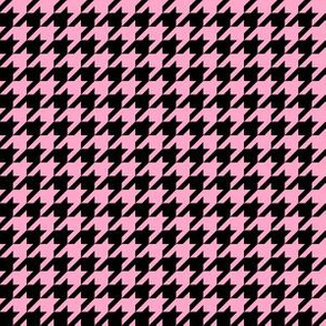 Half Inch Carnation Pink and Black Houndstooth Check