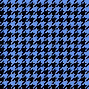 Half Inch Cornflower Blue and Black Houndstooth Check