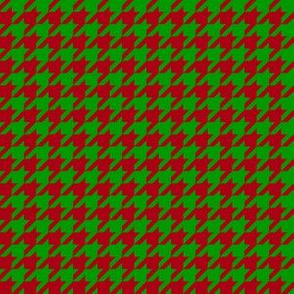 Half Inch Dark Red and Christmas Green Houndstooth Check