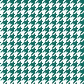 Half Inch Cyan Turquoise Blue and White Houndstooth Check