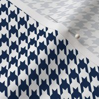 Half Inch Navy Blue and White Houndstooth Check