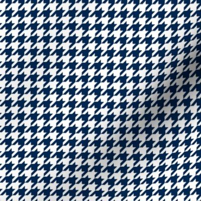 Half Inch Navy Blue and White Houndstooth Check