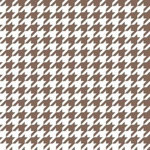 Half Inch Taupe Brown and White Houndstooth Check