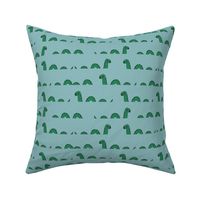 nessie fabric // loch ness monster design cute kids funny character design - blue and green