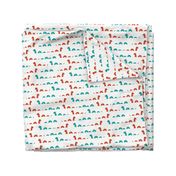 nessie fabric // loch ness monster design cute kids funny character design - blue and red